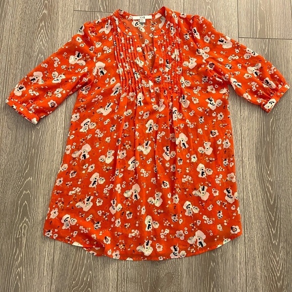 Forever 21 Tops - Orange floral print tunic top. Lightweight sz M